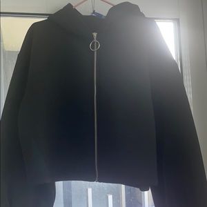 Zara Neoprene zip up hoodie